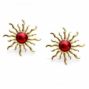 Red Sunburst Earrings